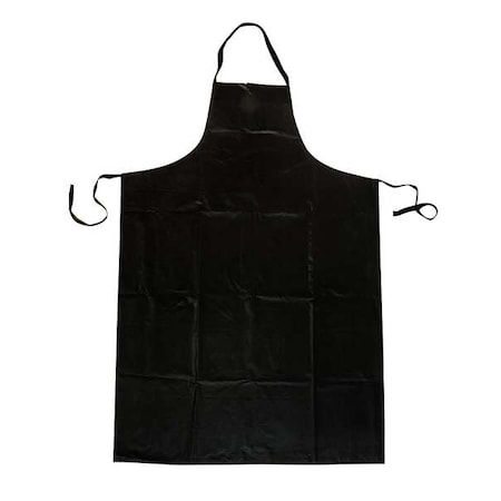 Chemical Resistant Bib Apron, Nitrile Rubber/Polyester, 16 mil Thick, 45 in L, Black, Universal Size MPN:4T296