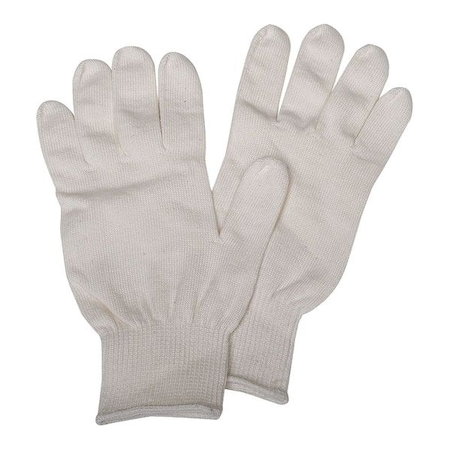 Glove Liners, Gen Purpose, Cotton/Polyester, Knit Cuff, 9 1/4 in L, White, Universal Size, 1 Pair MPN:4T497