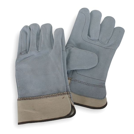 Leather Gloves, Cowhide, Safety Cuff, Wing Thumb, Gray, S, 1 PR MPN:4TJU3