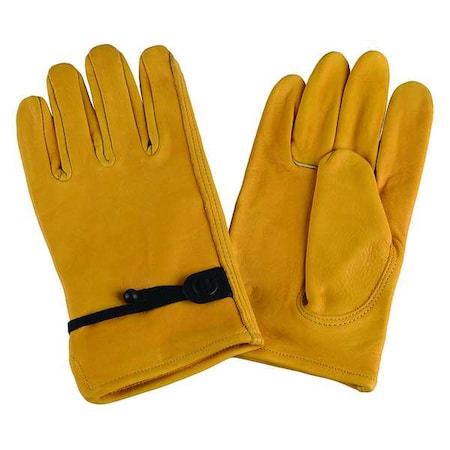 Leather Drivers Gloves, Cowhide, Cinch, Keystone Thumb, Gunn Cut, Washable Liner, Yellow, XL 1 PR MPN:4TJY7