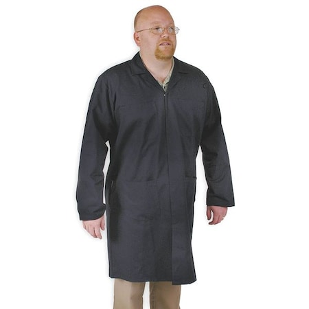 Men's Collared Shop Coat, Cotton, Snaps, Navy, S MPN:4TWF2