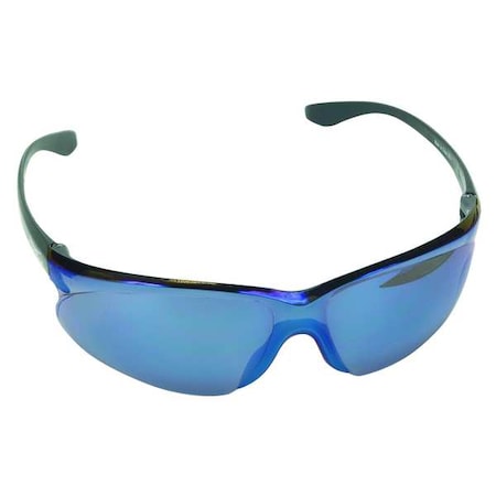 Safety Glasses, Anti-Fog, Anti-Scratch, Anti-Static, Frameless, Wraparound, Blue Arm, Blue Lens MPN:4VCJ9