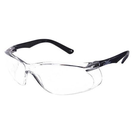 Safety Glasses, Anti-Scratch, Frameless, Wraparound, Soft End Tip, Black Arm, Clear Lens MPN:4VCK2