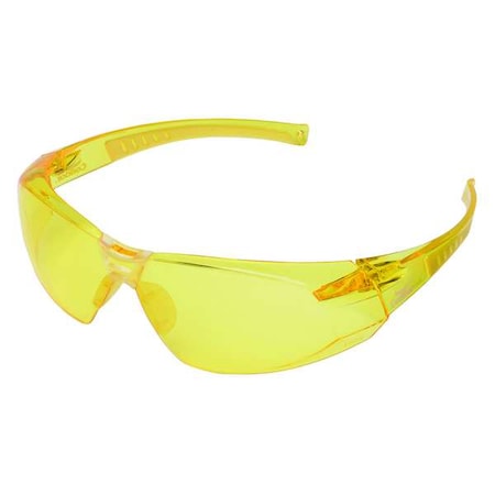 Safety Glasses, Addison Series, Anti-Scratch, Frameless, Wraparound, Amber Arm, Amber Lens MPN:4VCL5