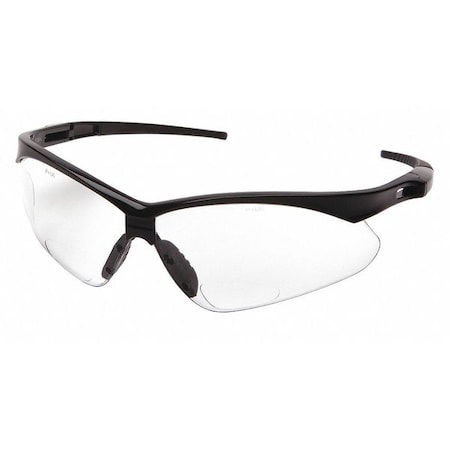 Agitator Reader Safety Glasses, Black Wraparound Frame, 1.5 Diopter, Clear Lens, Universal MPN:52YP37