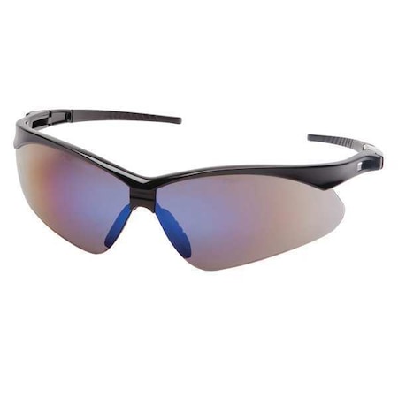 Agitator, Safety Glasses, Anti-Scratch, Blue Mirror Lens, Black Frame, Half-Frame MPN:52YP44