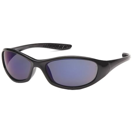 Antagonist, Safety Glasses, Anti-Scratch, Blue Mirror Lens, Black Frame, Full-Frame MPN:52YP48