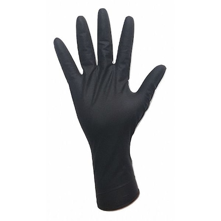 Disposable Gloves, 3.5 mil Palm, Nitrile, Powder-Free, 2XL (11), 100 PK, Black MPN:53CV62