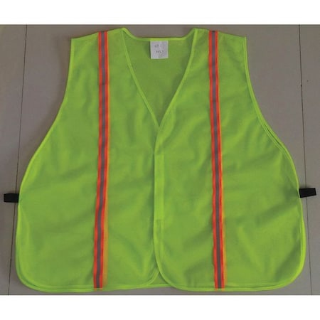 High-Visibility Vest, Vertical Stripe, Lime, Mesh Polyester, Hook and Loop, Universal MPN:53YL98