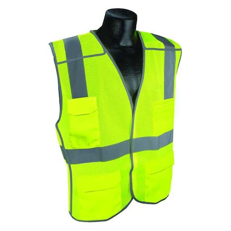 High-Visibility Vest, Ansi Class 2, U-Block, Solid Polyester, Hook-and-Loop, Lime, Size L/Xl MPN:53YN42