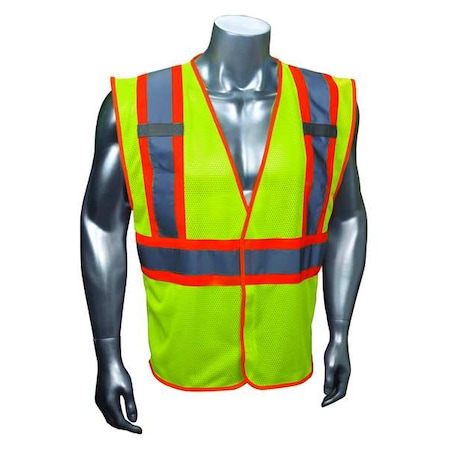 High-Visibility Vest, Type R, ANSI Class 2, U-Block, Mesh Polyester, Hook and Loop, Lime, S/M MPN:53YN49