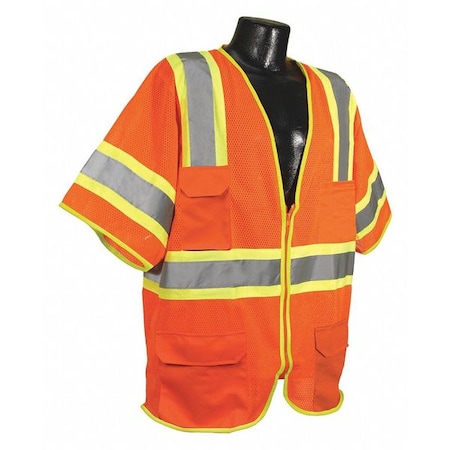 High Visibility Vest, Orange/Red, 4XL MPN:53YN91