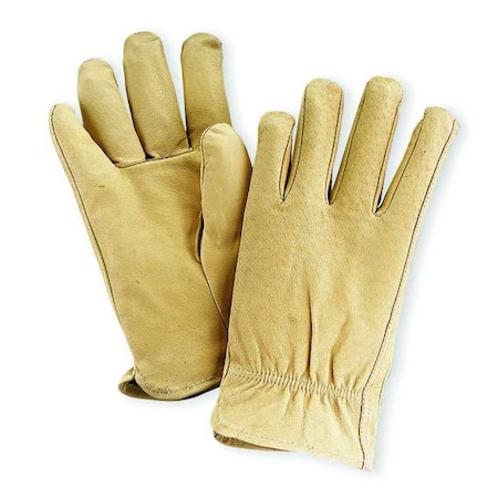 Leather Drivers Gloves, Pigskin, Shirred Slip-On, Keystone Thumb, Gunn Cut, Beige, XS 1 PR MPN:5AJ32