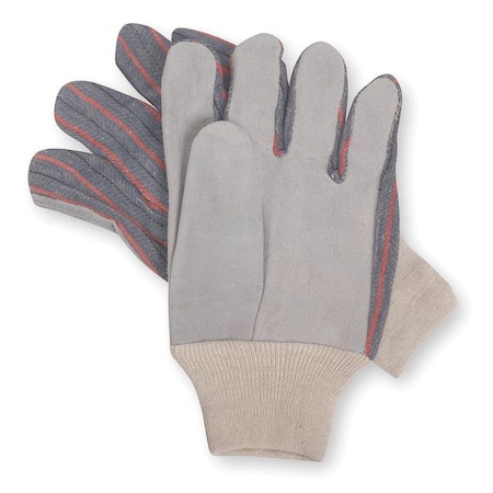 Leather Gloves, Cowhide, Knit Cuff, Straight Thumb, Full Finger, Gray, S, 1 PR MPN:5AJ35