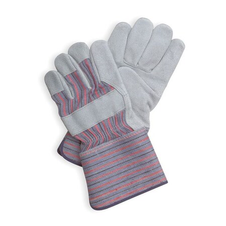 Leather Gloves, Cowhide, Gauntlet Cuff, Wing Thumb, Full Finger, Gray, S, 1 PR MPN:5AJ38