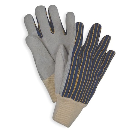 Leather Gloves, Cowhide, Knit Cuff, Straight Thumb, Full Finger, Blue/Gray, S, 1 PR MPN:5AJ42