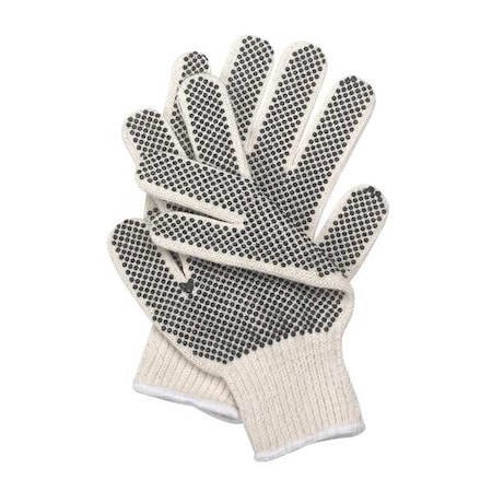 Knit Gloves, PVC, Dotted Palm, Task & Chore, 7 ga, Cotton/Poly, Knit Cuff, Beige/Black, XS, 1 Pair MPN:5AJ52