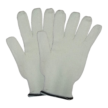 Condor Heat Resistant Gloves, Cotton, 250 Degrees F Max Temp., Knit Cuff White, L ( 9 ), 1 PR MPN:5AV90