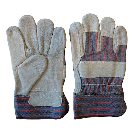 Leather Gloves, Cowhide, Safety Cuff, Wing Thumb, Full Finger, Gray, L, 1 PR MPN:5JH02