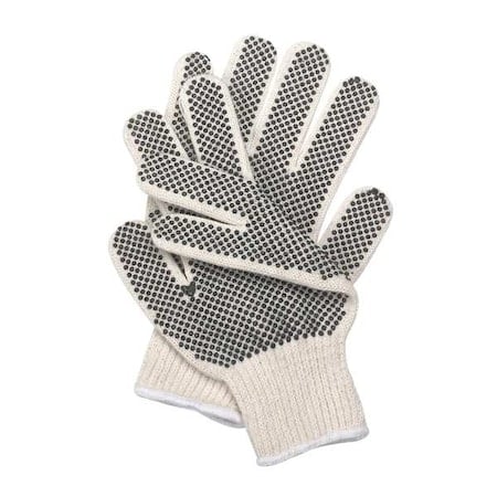 Knit Gloves, PVC, Dotted Palm, Task & Chore, 7 ga, Cotton/Poly, Knit Cuff, Beige/Black, S, 1 Pair MPN:5JK51