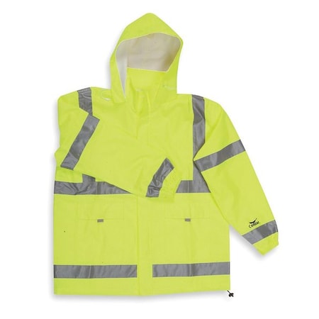 Rain Jacket Hood, Hi-Vis YelloGreen, 2XL MPN:5KE93