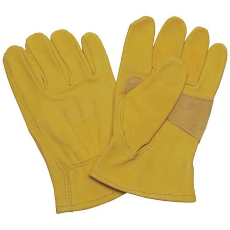 Leather Drivers Gloves, Cowhide ( Double Palm ), Shirred Slip-On, Keystone Thumb, Gunn Cut, Yellow MPN:5NGN8