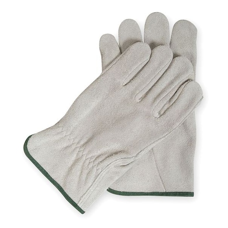 Leather Drivers Gloves, Cowhide, Shirred Slip-On, Straight Thumb, Gunn Cut, Gray, L, 1 Pair MPN:5PE83