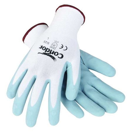 Coated Gloves, Nitrile, Foam, Palm, 4 Abrasion Level, White, L (9) 1 PR MPN:5PE90