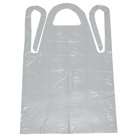 Disposable Bib Apron, Polyethylene, 1.25 mil Thick, 46 in Long, White, Universal Size, PK100 MPN:5T315