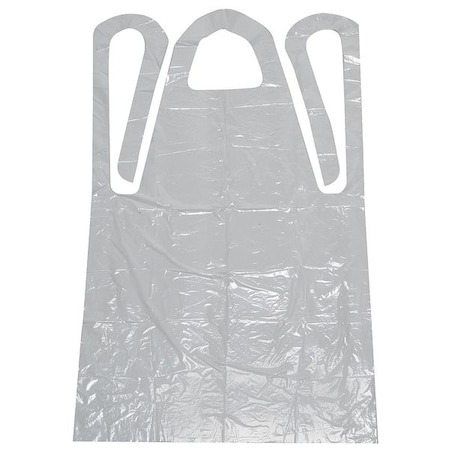 Disposable Apron, Polyethylene, Seamless, 1 mil, 42 in, White, Universal, 100 PK MPN:5T316