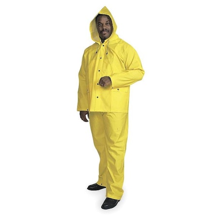 3-Piece Rainsuit with Detachable Hood, PVC, 13.8 mil Thick, Snap-On (Included), Yellow, S MPN:5T911