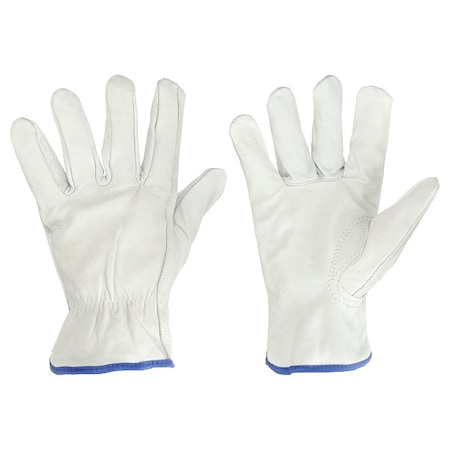 Leather Drivers Gloves, Shirred Slip-On Cuff, Keystone Thumb, White, XL, 1 PR MPN:60NM49