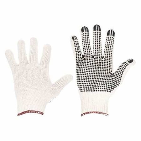 Knit Gloves, Cotton/Polyester, PVC, Palm, Knit, Beige/Black, S, 1 PR MPN:60VY36