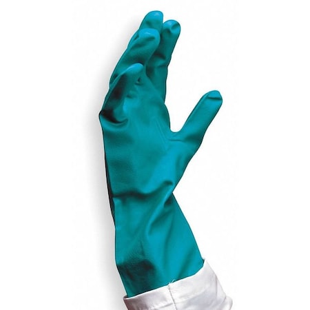 Chemical Resistant Gloves, Nitrile, 13 in L, 15 mil, Green, 9, 1 PR MPN:6JF98