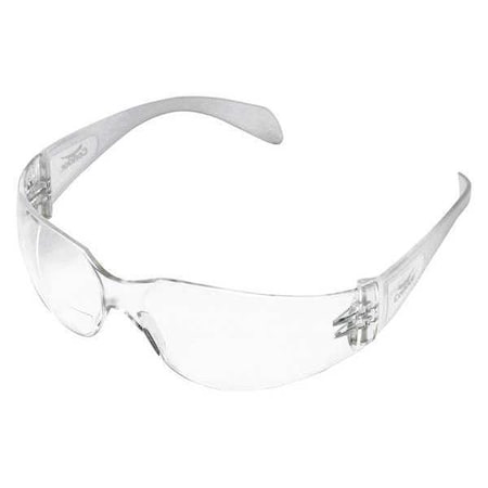 Bifocal Reader Safety Glasses, Diopter Strength +1.00, Anti-Scratch, Frameless, Clear Lens MPN:6PPC0