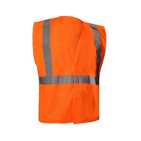 Hi-Vis Safety Vest 2XL Class 2 U Back, Hook and Loop 0 Pockets, No Mic Tab, {delete} MPN:786F62