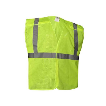 Hi-Vis Safety Vest, L, Class 2, X Back, Hook and Loop, 0 Pockets, No Mic Tab MPN:786FC6