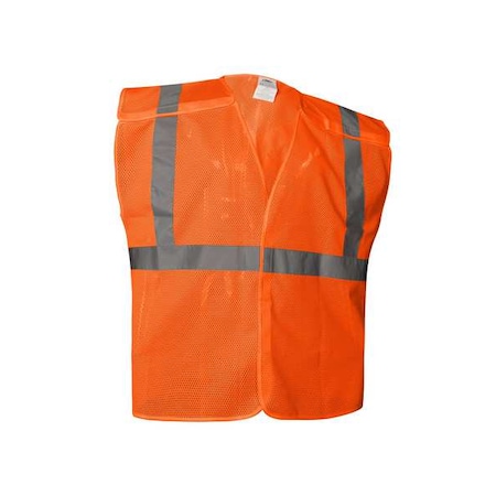 Hi-Vis Safety Vest L Class 2 X Back, Hook and Loop 0 Pockets, No Mic Tab, {delete} MPN:786FD4