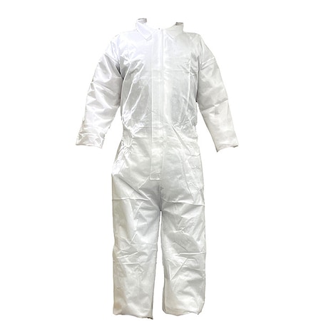 Not Applicable Collared Coveralls, PP SMS, 26 13/16 in Inseam, White MPN:817LC8