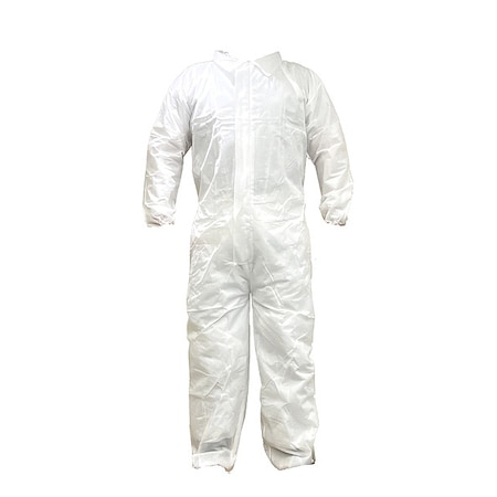 Disposable Coverallss, Collared, 4XL, PP SMS, Elastic Wrist, Elastic Ankle, Serged Seam, White MPN:817LE7
