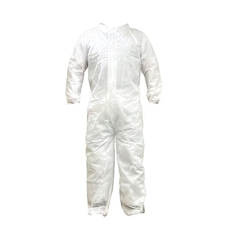 Not Applicable Collared Coveralls, PP SMS, 30 13/16 in Inseam, White MPN:817LE8