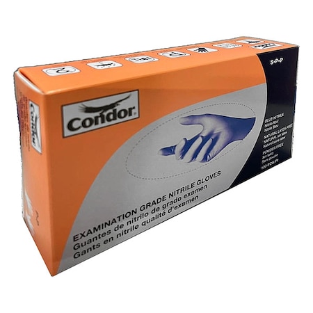 Disposable Gloves, Chemical-Resistant/Medical Grade, 4 mil, Nitrile, Powder-Free, S, 100 PK, Blue MPN:819MF8