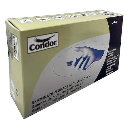 Disposable Gloves, Chemical-Resistant/Medical Grade, 4 mil, Nitrile, Powder-Free, L, 100 PK, Blue MPN:819MG0