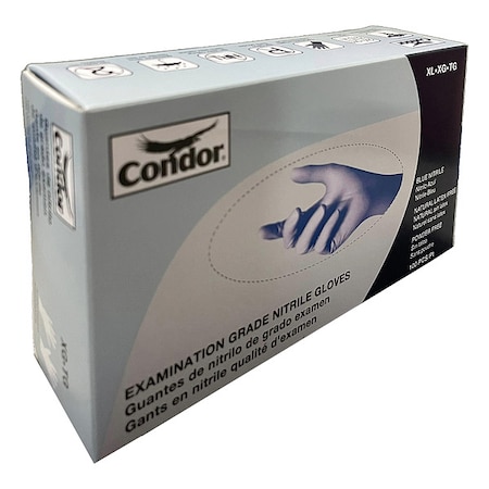 Disposable Gloves, Chemical-Resistant/Medical Grade, 4 mil, Nitrile, Powder-Free, XL, 100 PK, Blue MPN:819MG1
