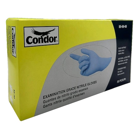 Disposable Gloves, Chemical-Resistant/Medical Grade, 7 mil, Nitrile, Powder-Free, M, 50 PK, Blue MPN:819MG4