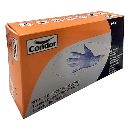 Disposable Gloves, Food-Grade/Gen Purpose, 4 mil, Nitrile, Powder-Free, S, 100 PK, Blue MPN:819MG8