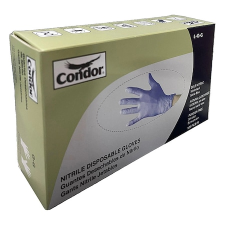 Disposable Gloves, Food-Grade/Gen Purpose, 4 mil, Nitrile, Powder-Free, L, 100 PK, Blue MPN:819MH0