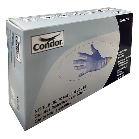 Disposable Gloves, Food-Grade/Gen Purpose, 4 mil, Nitrile, Powder-Free, XL, 100 PK, Blue MPN:819MH1