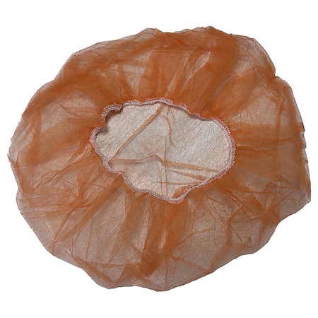 Bouffant Cap, Polypropylene, 21 in Dia., Orange, 100 PK MPN:819T01
