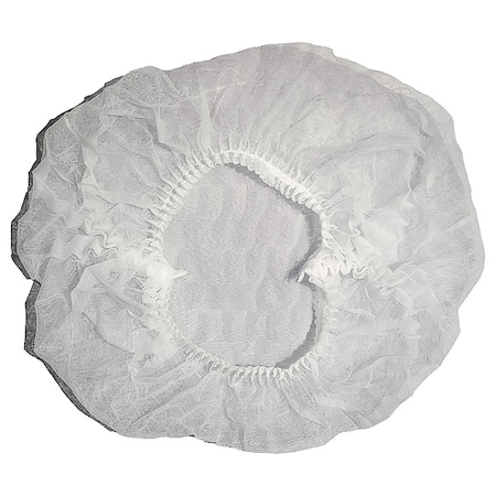 Bouffant Cap, Polypropylene, 24 in Dia., White, 1000 PK MPN:819T08